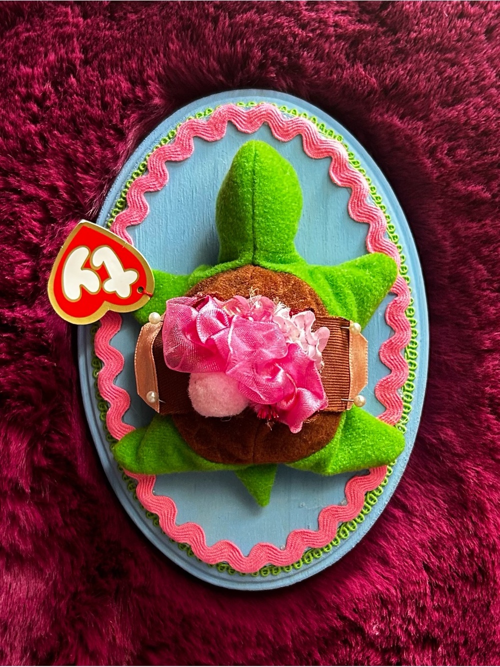 Turtle Plushie Faux Taxidermy - Speedy TY Teenie Beanie Baby